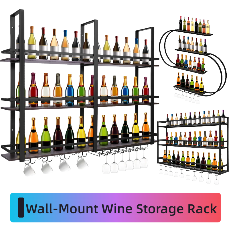 Wine Rack Wall Mount - Wall Mounted Wine Rack with Glass