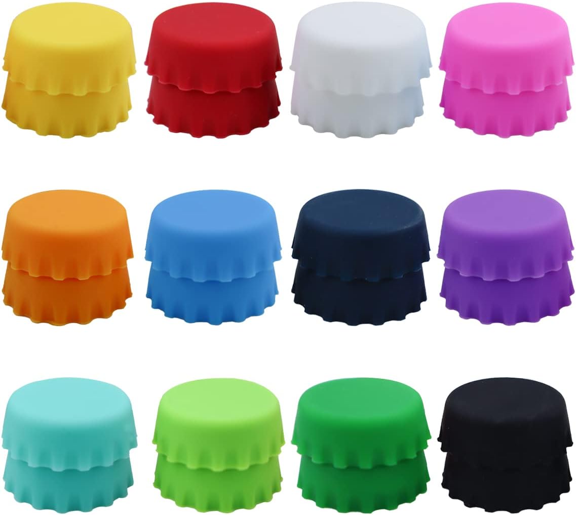 Wine Beer Images - 24 PCS Silicone Rubber Bottle Caps,