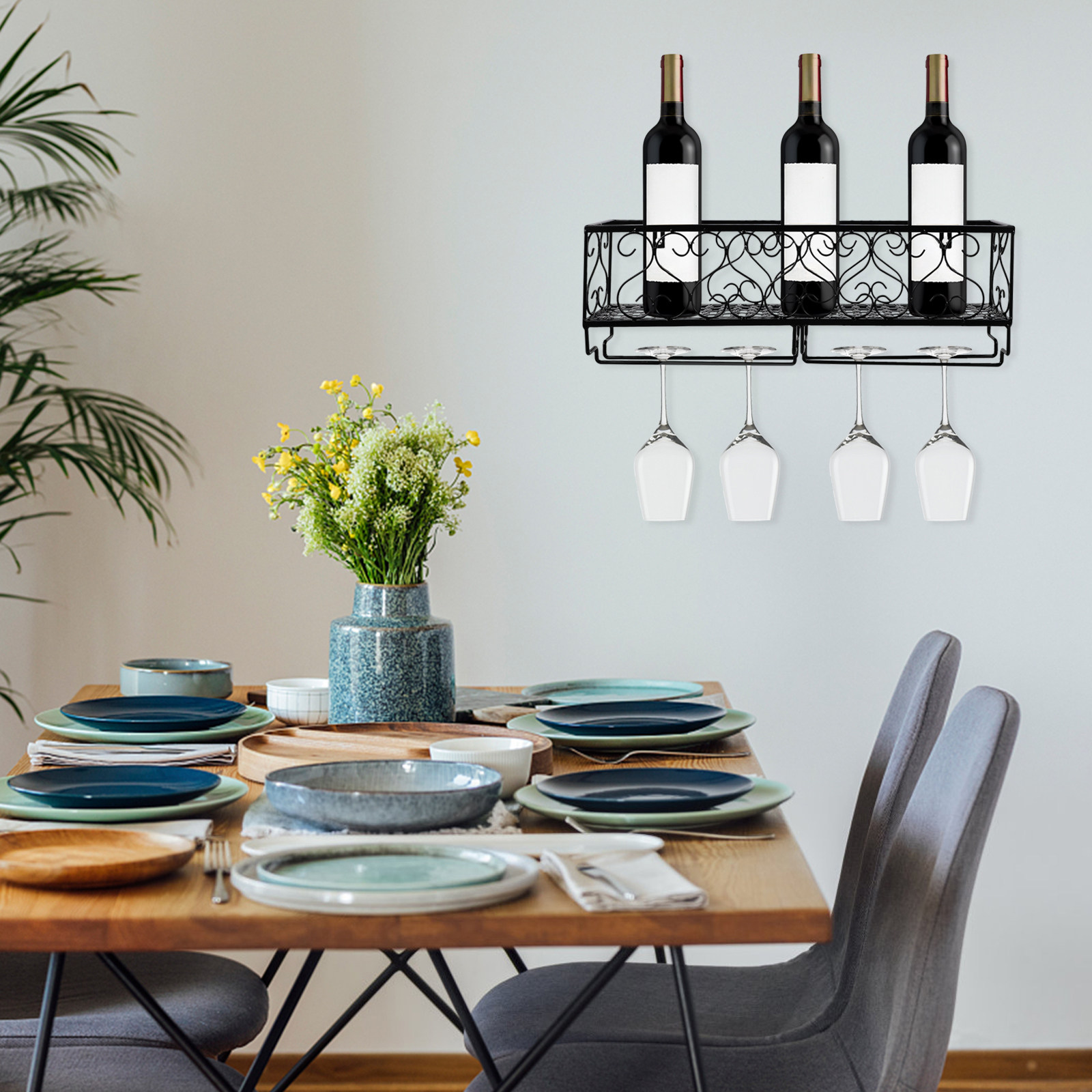 1Pcs Wall Mount Wine Bottle Ra - مراجعة Wine Rack Wall Mount وسعره
