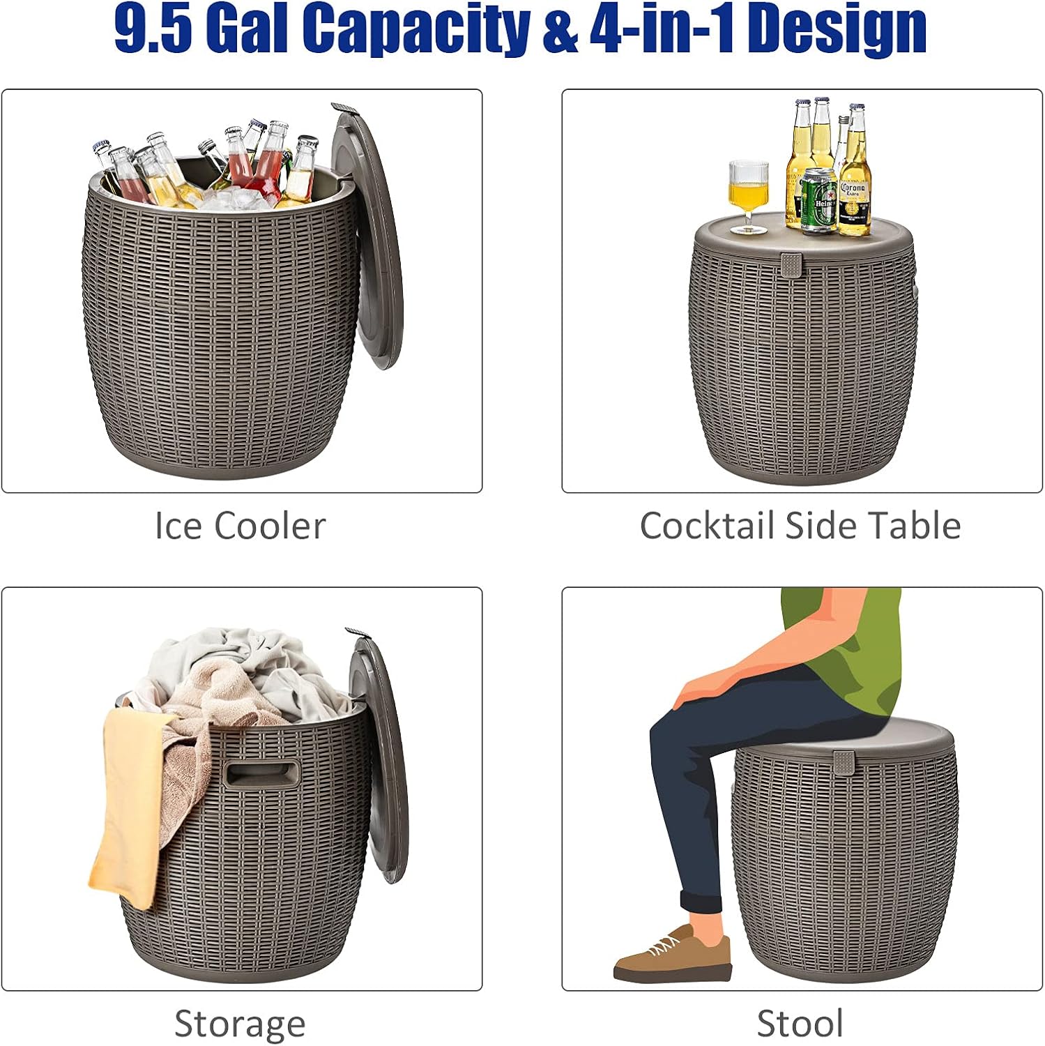9.5 Gallon Wicker Ice Cooler,  - مراجعة Wine Beer Images وسعره