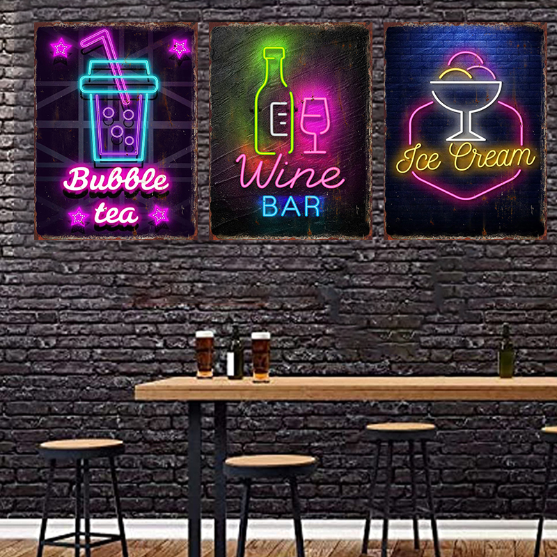 Neon Beer Metal Tin Label Food - مراجعة Wine Beer Restaurant وسعره
