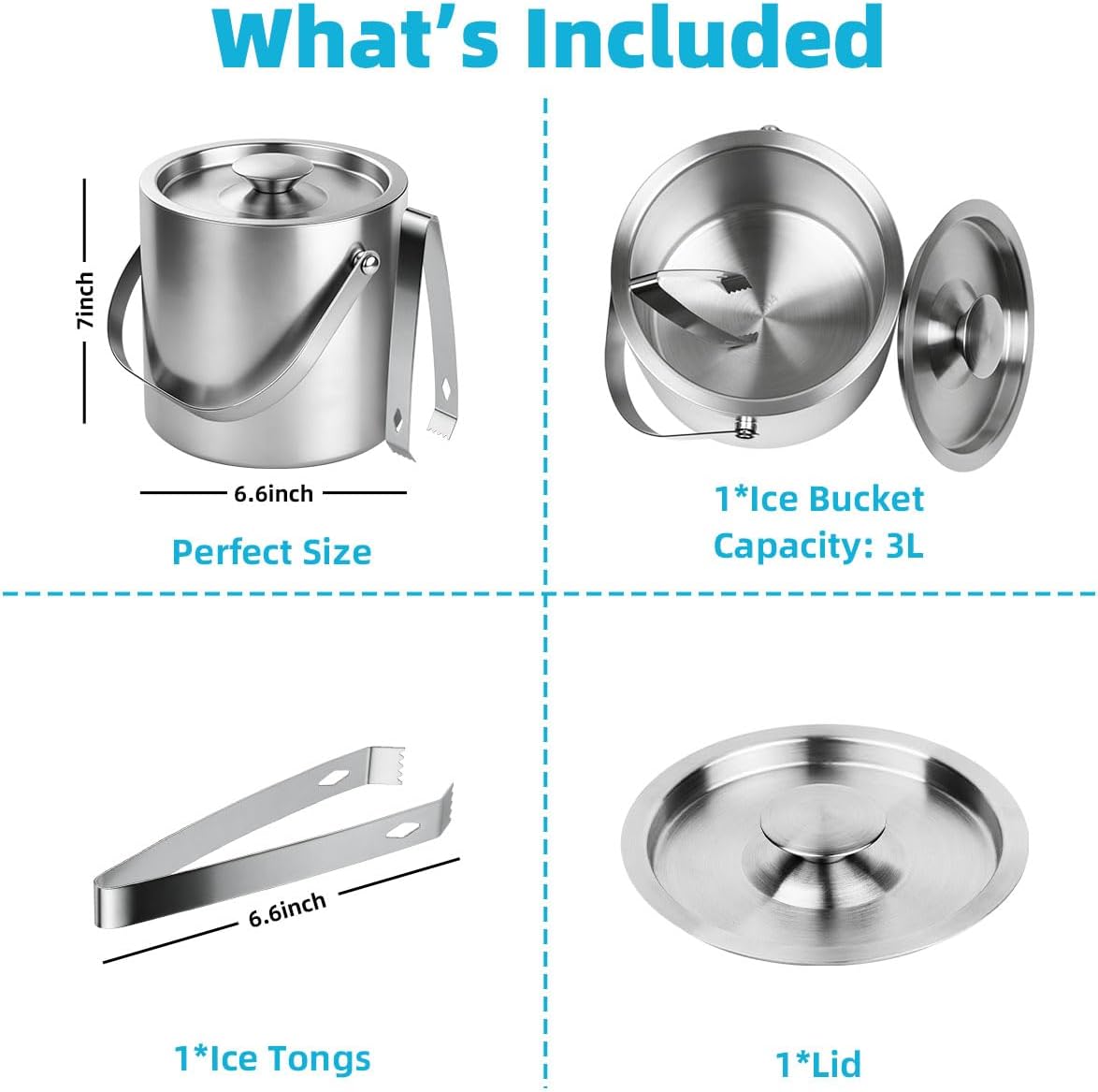 Stainless Steel Ice Bucket - 3 - مراجعة Wine Beer Images وسعره