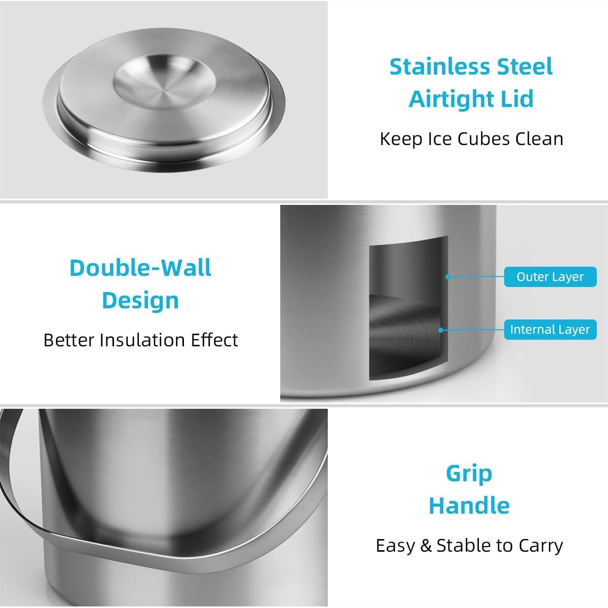 Stainless Steel Ice Bucket - 3 - مراجعة Wine Beer Images وسعره