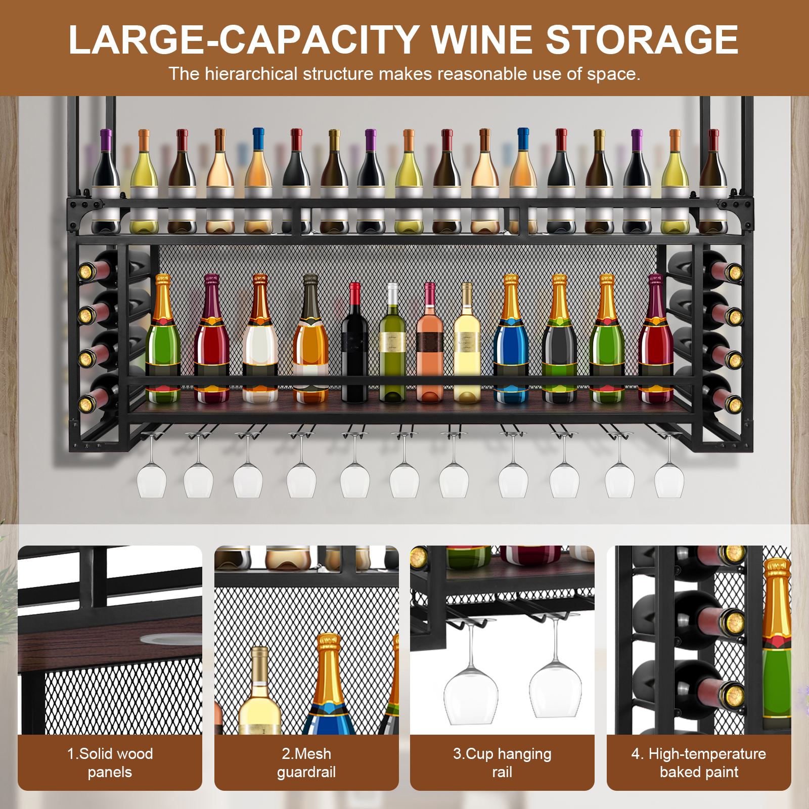 Wall Mounted 2 Tier Wine Rack  - مراجعة Wine Rack Wall Mount وسعره