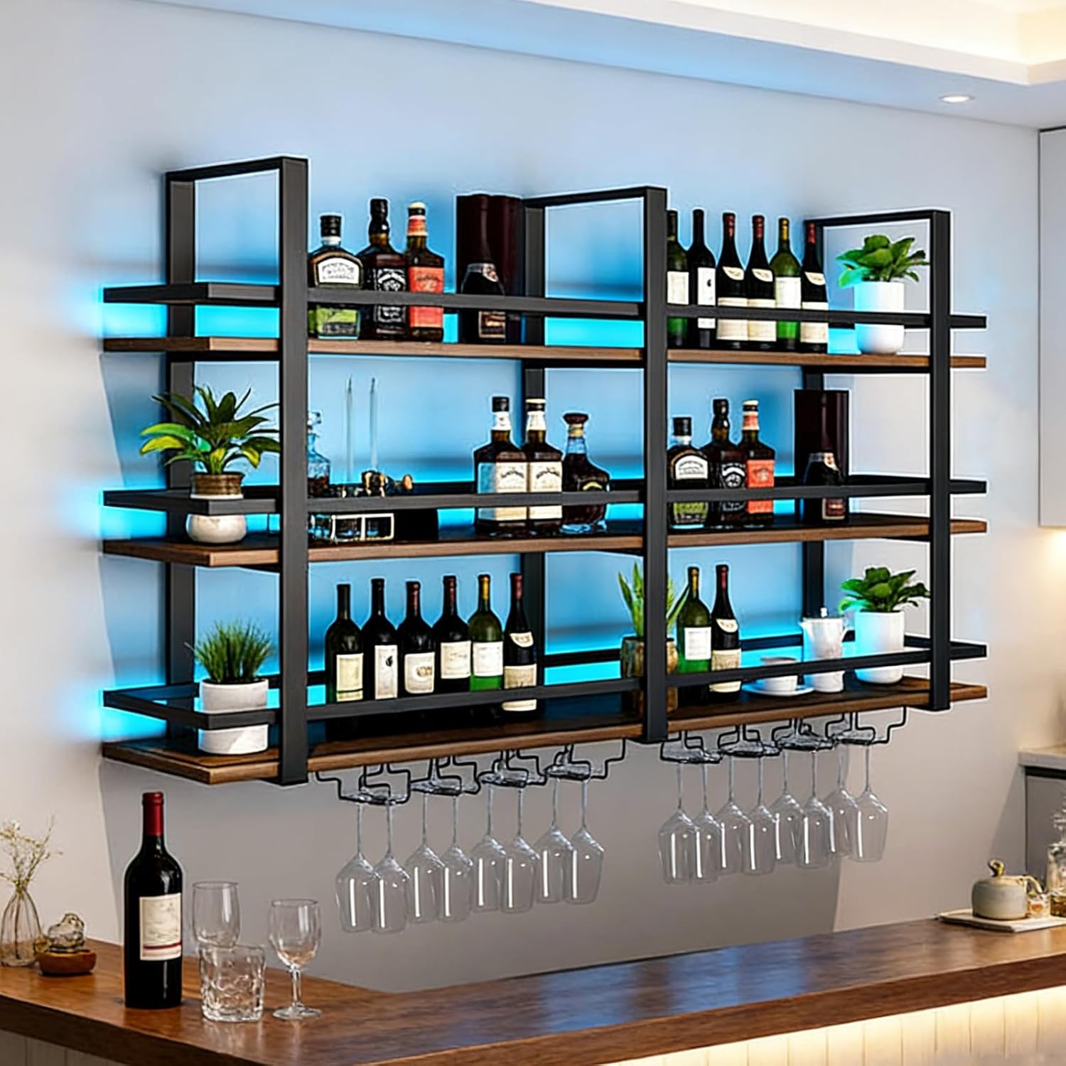 Wall Mounted Wine Rack with LE - مراجعة Wine Rack Wall Mount وسعره