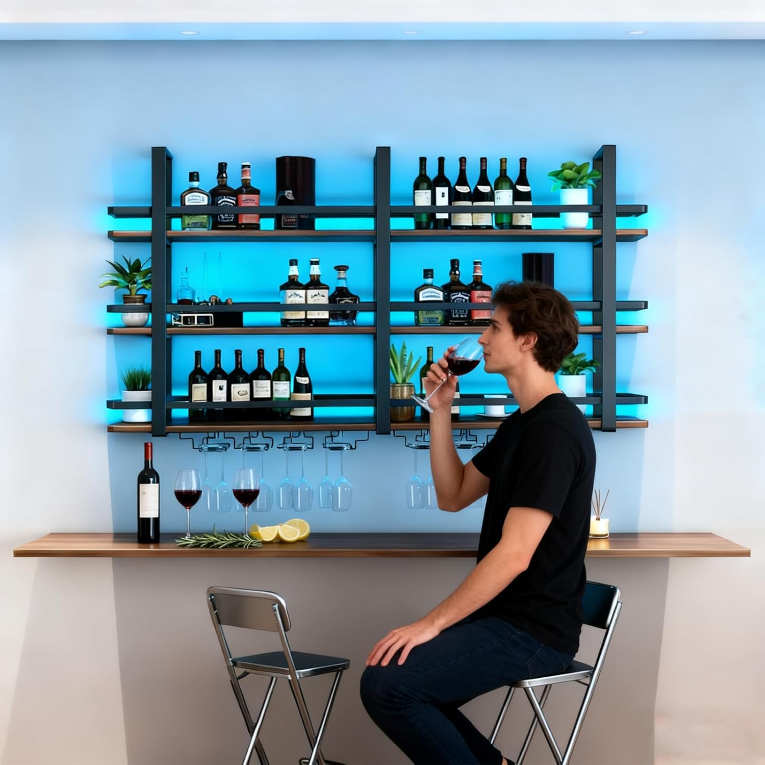 Wall Mounted Wine Rack with LE - مراجعة Wine Rack Wall Mount وسعره