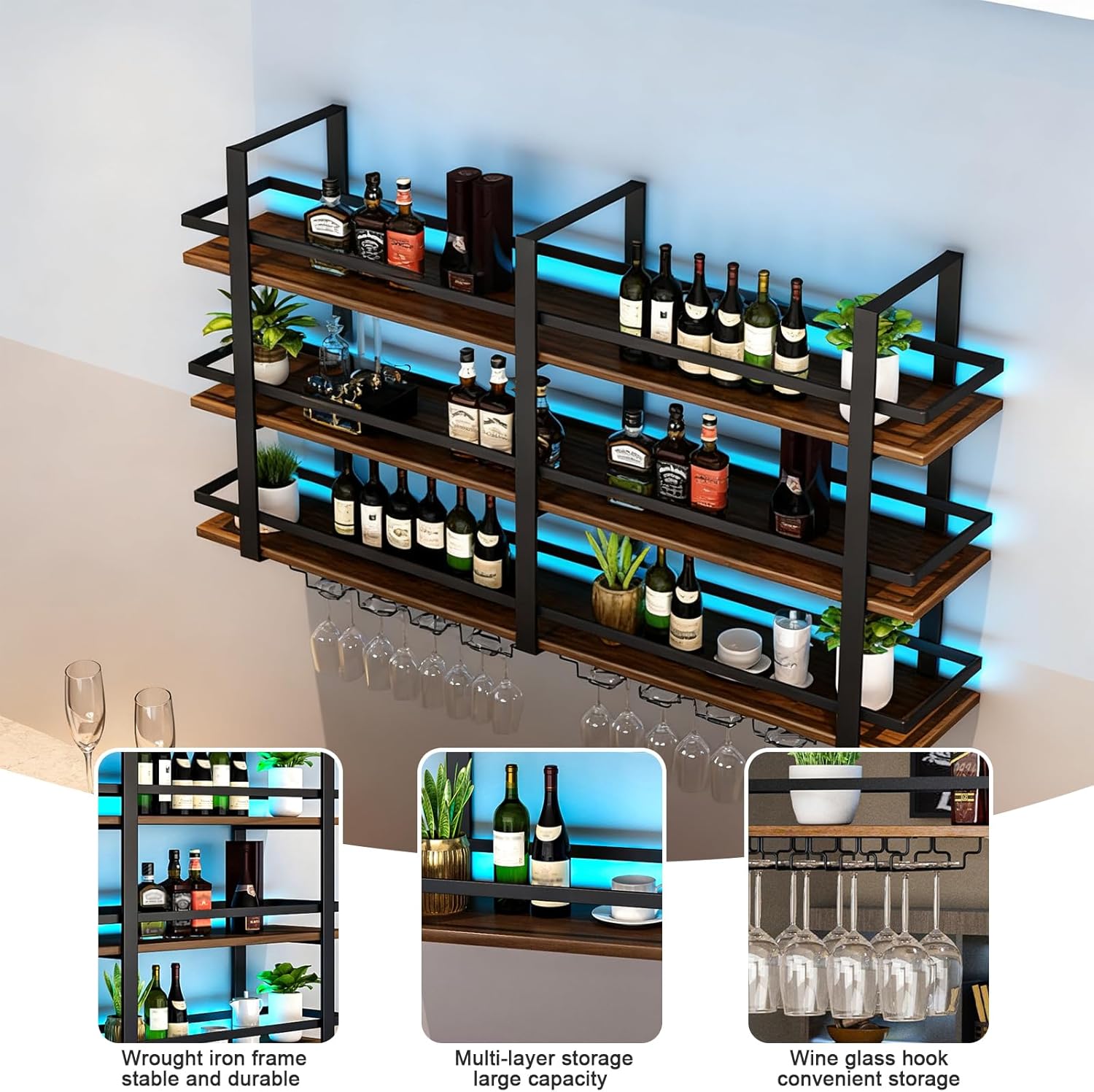 Wall Mounted Wine Rack with LE - مراجعة Wine Rack Wall Mount وسعره