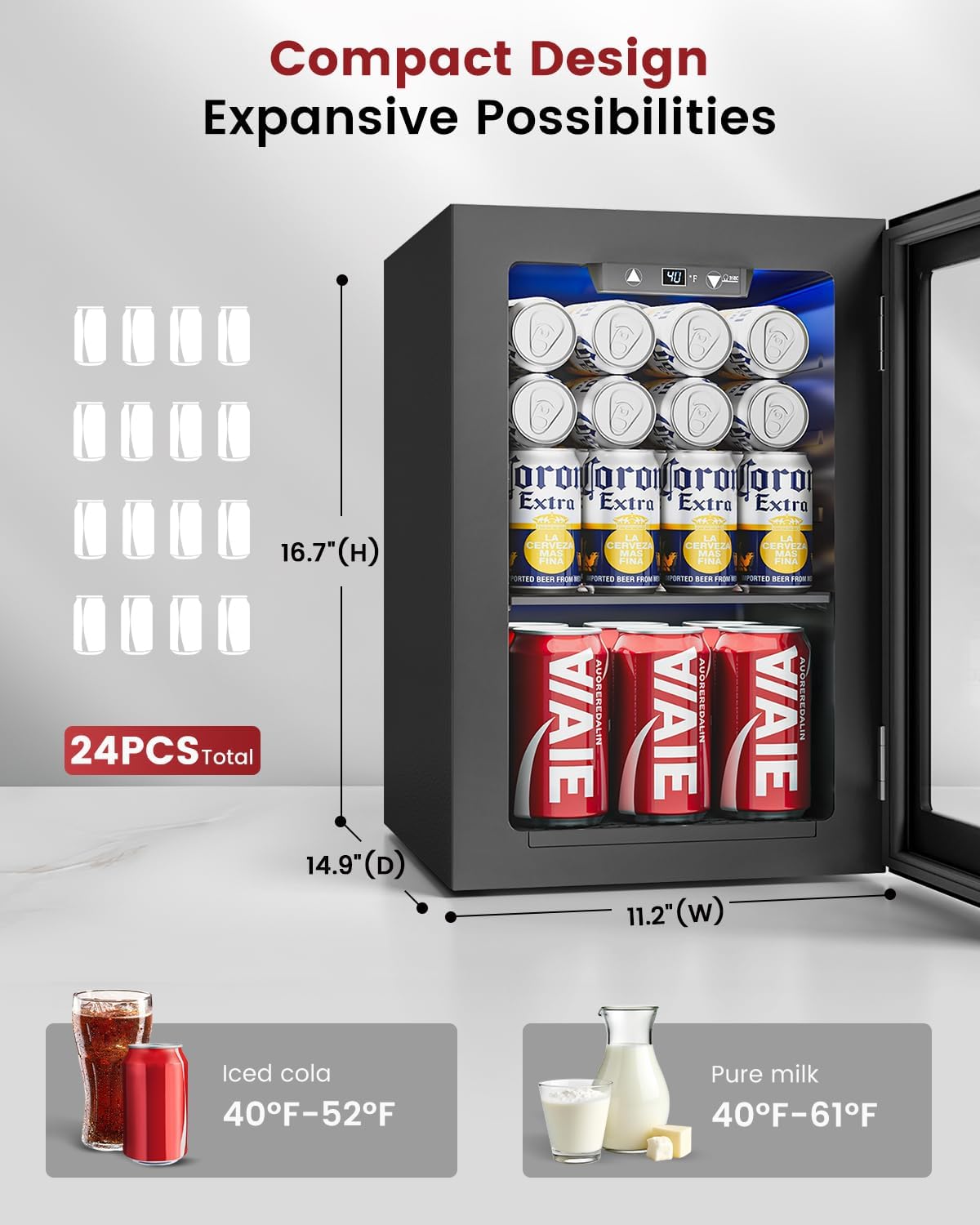 24 Can Mini Fridge with Digita - مراجعة Wine Beer Images وسعره