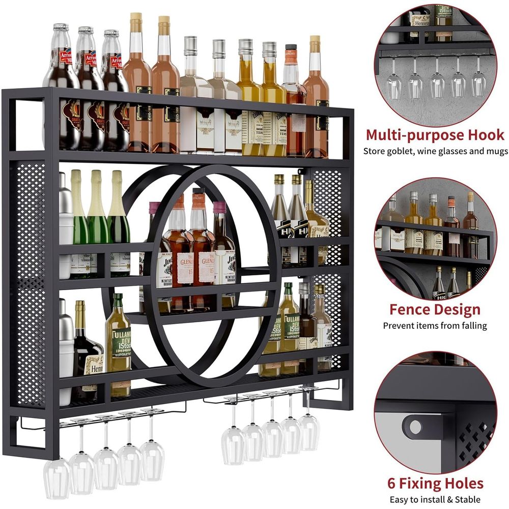 3-Tiers 39in Wine Rack Wall Mo - مراجعة Wine Rack Wall Mount وسعره