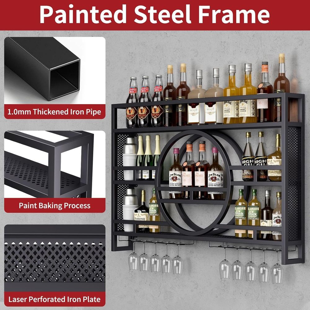 3-Tiers 39in Wine Rack Wall Mo - مراجعة Wine Rack Wall Mount وسعره