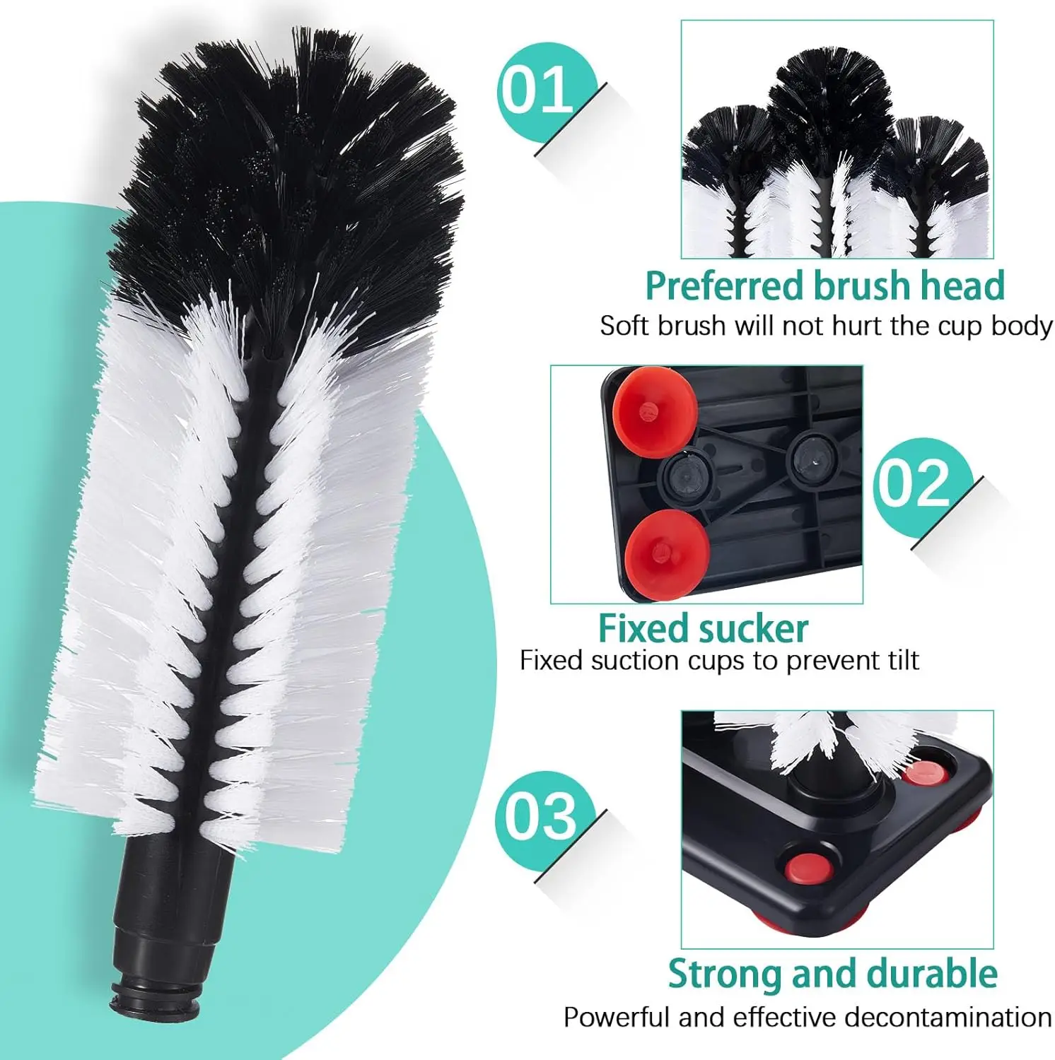 3-Head Cup Washer Brush with S - مراجعة Wine Beer Images وسعره