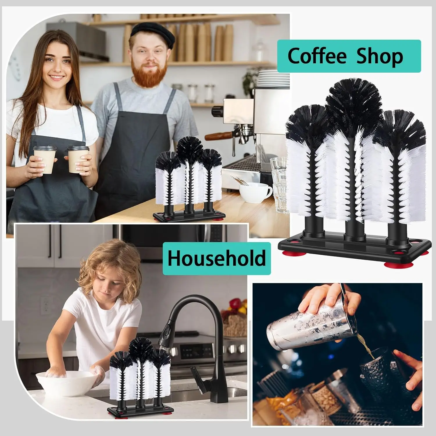 3-Head Cup Washer Brush with S - مراجعة Wine Beer Images وسعره