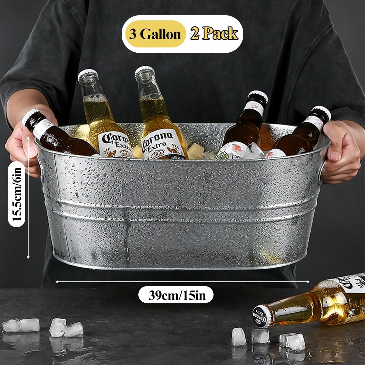 2 Pack Large Galvanized Ice Bu - مراجعة Wine Beer Images وسعره
