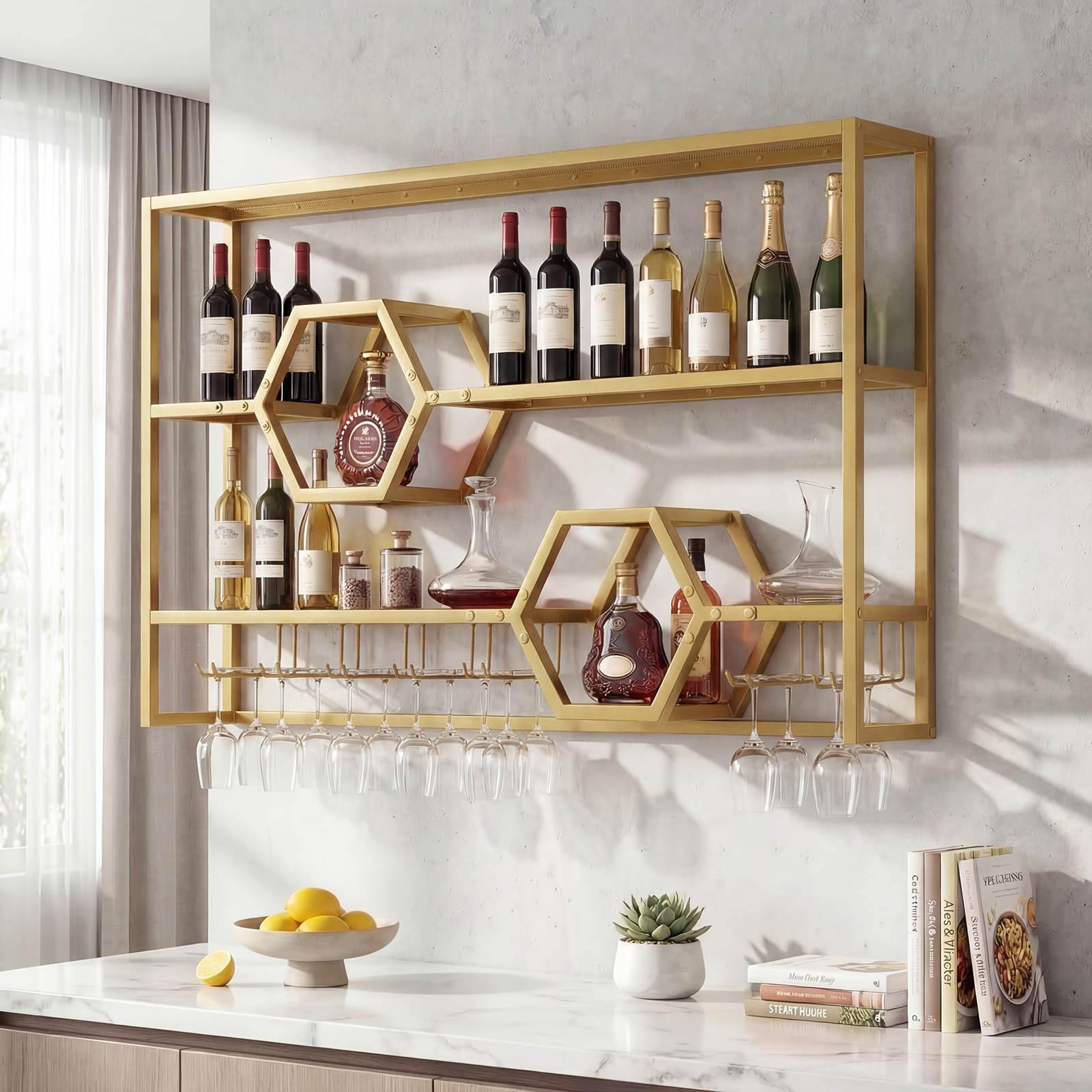 Wall Mounted Wine Rack 47” Lar - مراجعة Wine Rack Wall Mount وسعره