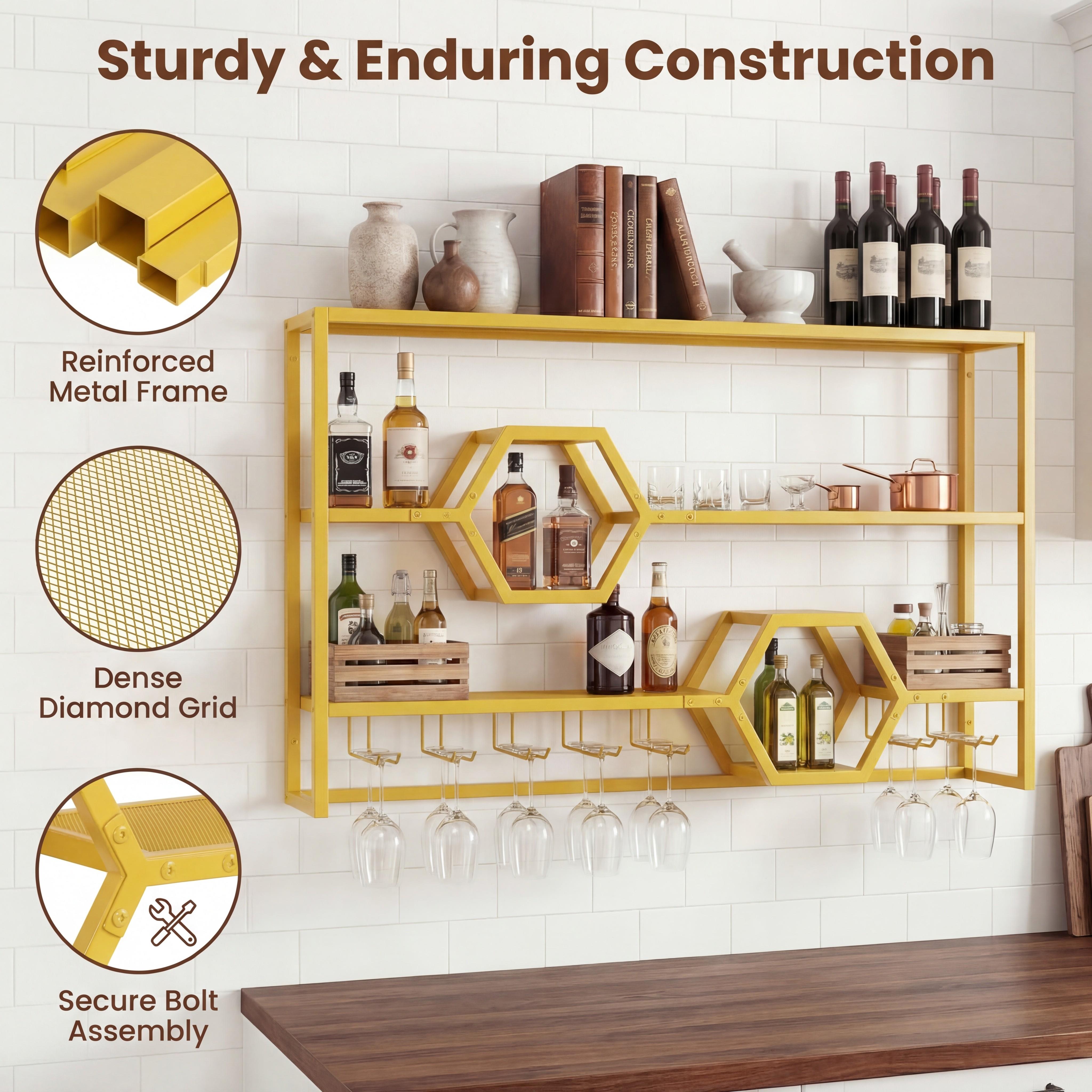 Wall Mounted Wine Rack 47” Lar - مراجعة Wine Rack Wall Mount وسعره