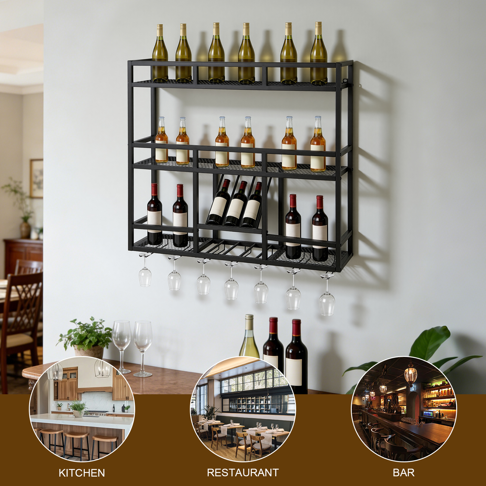3 Tiers Wall Mounted Wine Rack - مراجعة Wine Rack Wall Mount وسعره