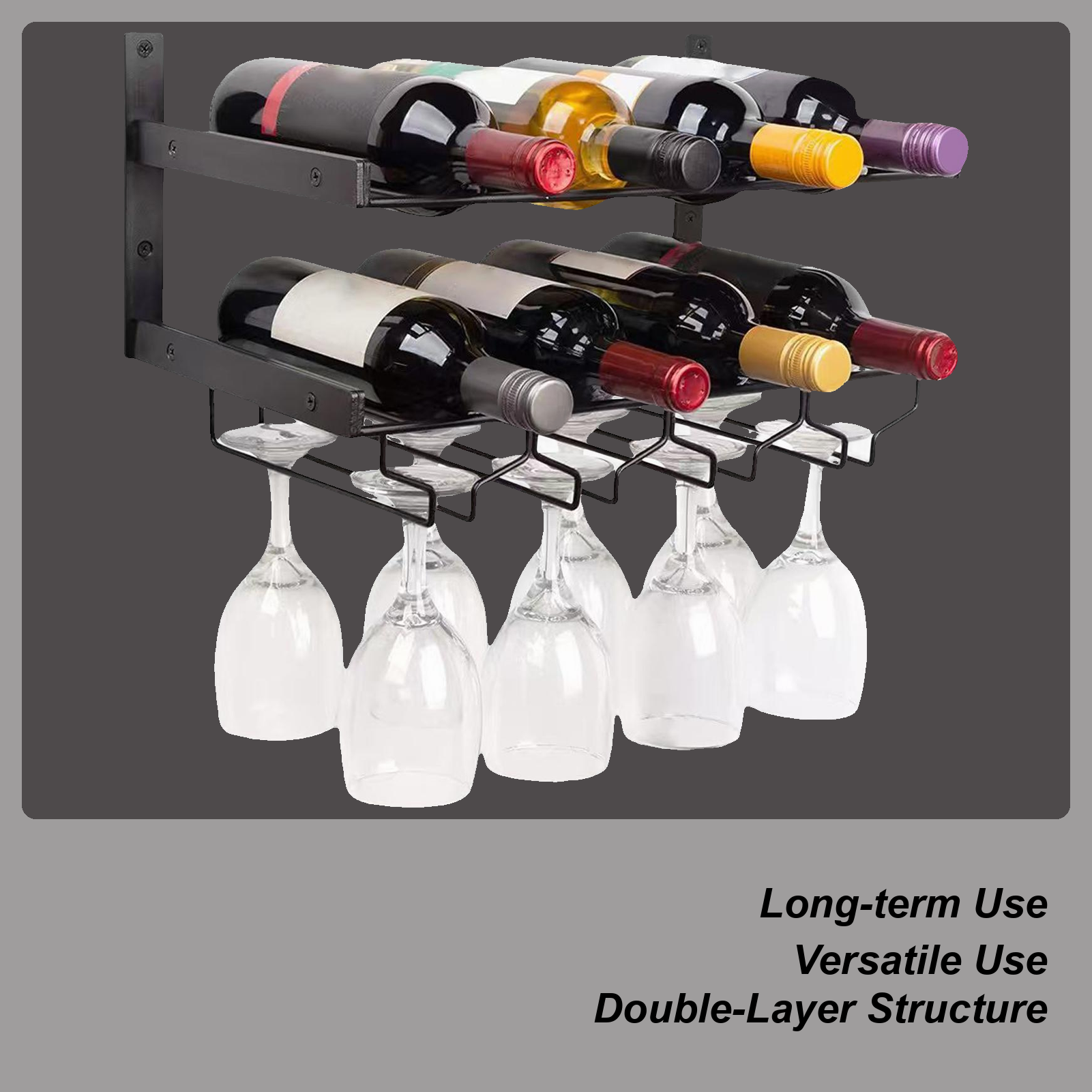 Wall Mounted Wine Rack Double- - مراجعة Wine Rack Wall Mount وسعره